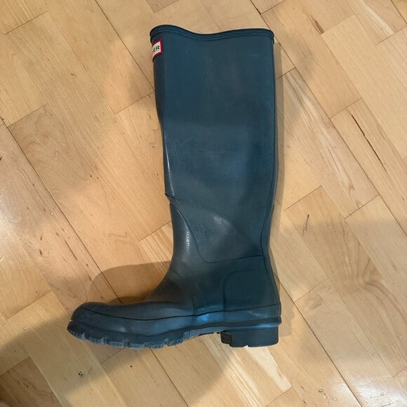 Hunter Boots Moss Green Shiney Size 6 - Picture 9 of 11